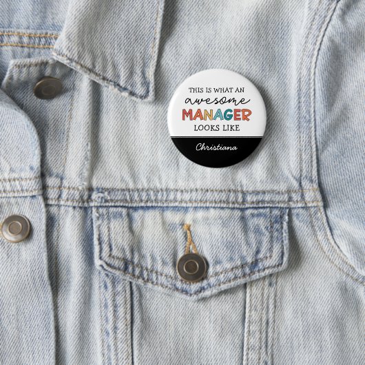 Gepersonaliseerde Retro Geweldige Manager Funny Ronde Button 5,7 Cm (In situ)
