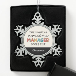 Gepersonaliseerde Retro Geweldige Manager Funny Tin Sneeuwvlok Ornament