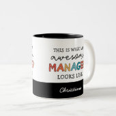 Gepersonaliseerde Retro Geweldige Manager Funny Tweekleurige Koffiemok (Voorkant rechts)