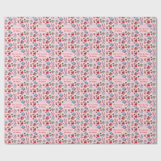 Gepersonaliseerde Retro Gezellige Schattigee Paste Cadeaupapier (Vlak)