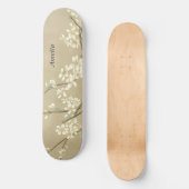Gepersonaliseerde Retro Girly Witte Bloemen Skateb Persoonlijk Skateboard (Voorkant)