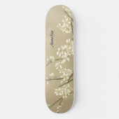Gepersonaliseerde Retro Girly Witte Bloemen Skateb Persoonlijk Skateboard (Voorkant)