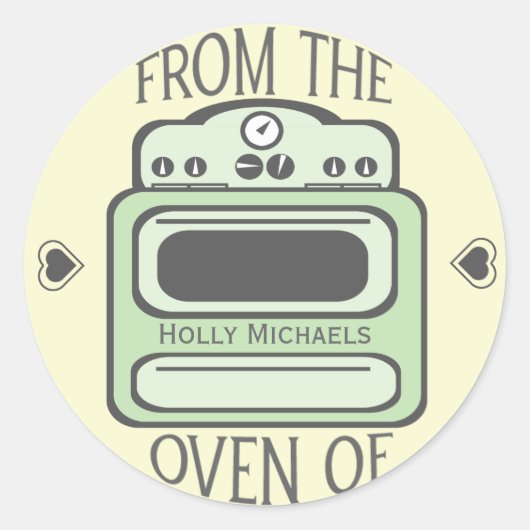 Gepersonaliseerde Retro Green Oven Sticker (Voorkant)