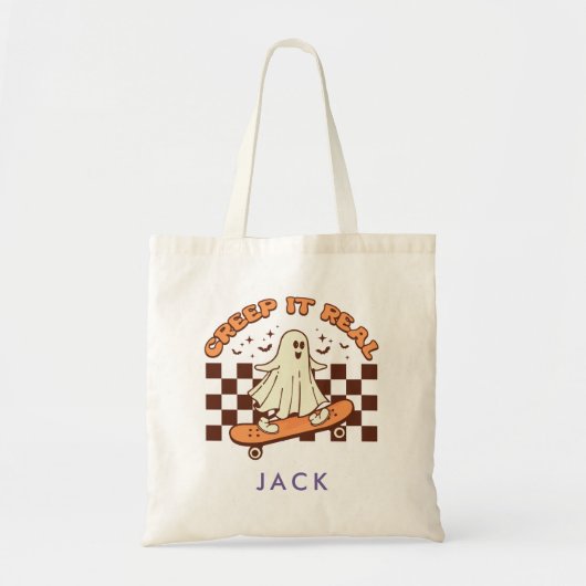 Gepersonaliseerde Retro Groovy Halloween Tote Bag (Voorkant)