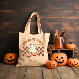Gepersonaliseerde Retro Groovy Halloween Tote Bag
