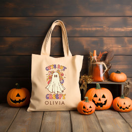 Gepersonaliseerde Retro Groovy Halloween Tote Bag