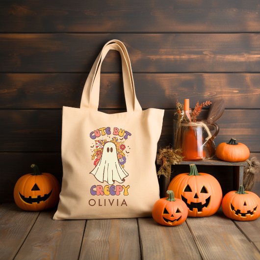 Gepersonaliseerde Retro Groovy Halloween Tote Bag