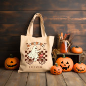 Gepersonaliseerde Retro Groovy Halloween Tote Bag