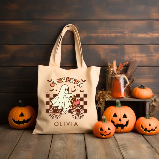 Gepersonaliseerde Retro Groovy Halloween Tote Bag