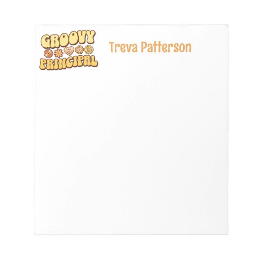 Gepersonaliseerde Retro Groovy Principal Notitieblok (Voorkant)