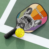 Gepersonaliseerde Retro Groovy Rainbow Franse Bull Pickleball Paddle