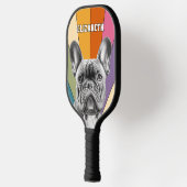 Gepersonaliseerde Retro Groovy Rainbow Franse Bull Pickleball Paddle (Links)