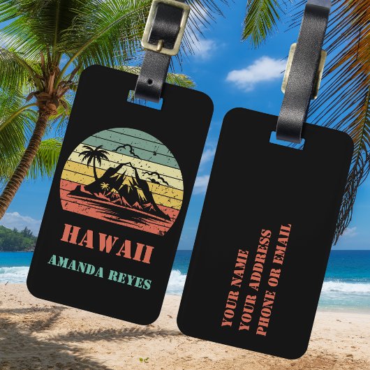 Gepersonaliseerde Retro Hawaii Bagagelabel