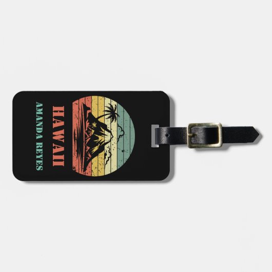 Gepersonaliseerde Retro Hawaii Bagagelabel (Voorkant horizontaal)
