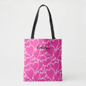 Gepersonaliseerde Retro Hearts Coquette patroon ro Tote Bag (Voorkant)