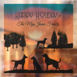 Gepersonaliseerde retro honden in zwarte bomen raamsticker