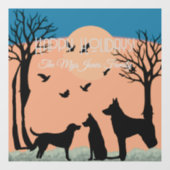 Gepersonaliseerde retro honden in zwarte bomen raamsticker (Vel)