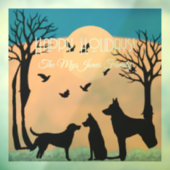 Gepersonaliseerde retro honden in zwarte bomen raamsticker (Vel 3)