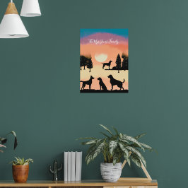 Gepersonaliseerde Retro Honden in Zwarte Vakantie Poster