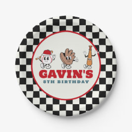 Gepersonaliseerde Retro Honkbal Verjaardagsfeest Papieren Bordje