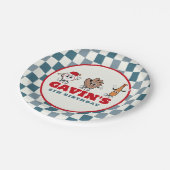 Gepersonaliseerde Retro Honkbal Verjaardagsfeest Papieren Bordje (Gekanteld)