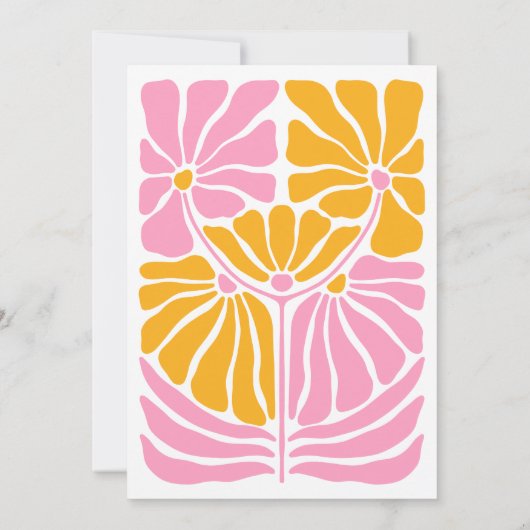 Gepersonaliseerde Retro Hot Roze Sinaasappel Bloem Notitiekaartje (Achterkant)