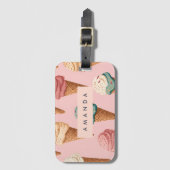 Gepersonaliseerde Retro  Ice Cream Cone Pattern Bagagelabel (Voorkant (verticaal))