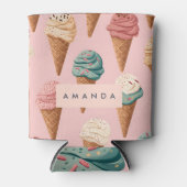 Gepersonaliseerde Retro Ice Cream Cone Pattern Blikjeskoeler (Voorkant)