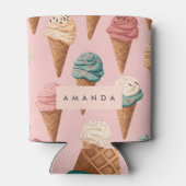 Gepersonaliseerde Retro Ice Cream Cone Pattern Blikjeskoeler (Achterkant)