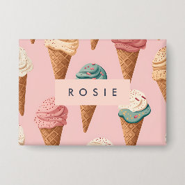 Gepersonaliseerde Retro  Ice Cream Cone Pattern Button