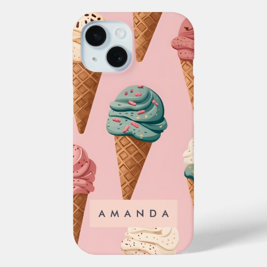 Gepersonaliseerde Retro  Ice Cream Cone Pattern Case-Mate iPhone Case (Achterkant)