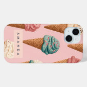 Gepersonaliseerde Retro  Ice Cream Cone Pattern Case-Mate iPhone Case (Achterkant (horizontaal))