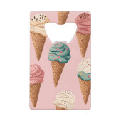 Gepersonaliseerde Retro Ice Cream Cone Pattern Creditkaart Flessenopener (Achterkant)
