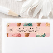 Gepersonaliseerde Retro  Ice Cream Cone Pattern Etiket (Insitu)