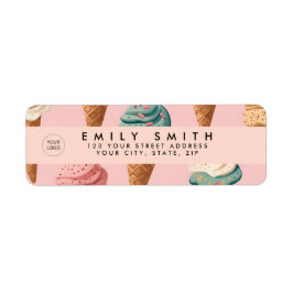 Gepersonaliseerde Retro  Ice Cream Cone Pattern Etiket