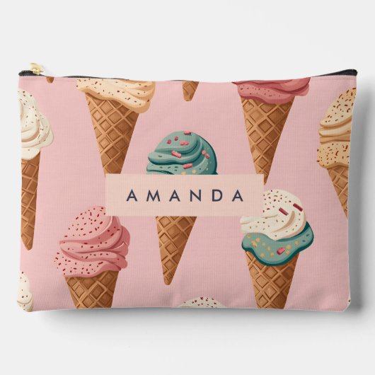 Gepersonaliseerde Retro Ice Cream Cone Pattern Etui (Voorkant)