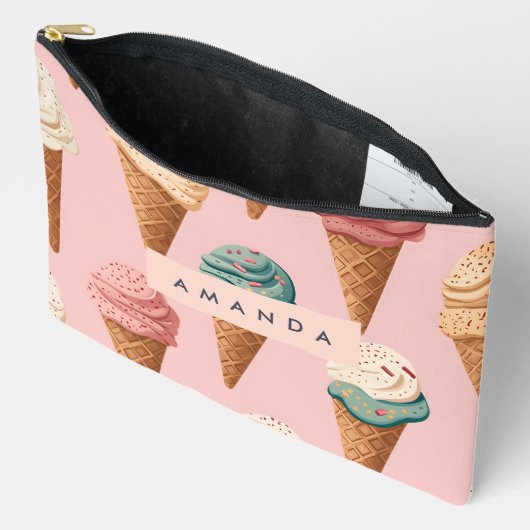 Gepersonaliseerde Retro  Ice Cream Cone Pattern Etui (Open)