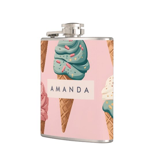 Gepersonaliseerde Retro  Ice Cream Cone Pattern Heupfles (Links)