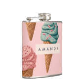 Gepersonaliseerde Retro  Ice Cream Cone Pattern Heupfles (Rechts)