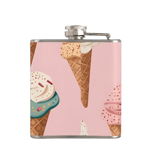 Gepersonaliseerde Retro  Ice Cream Cone Pattern Heupfles (Achterkant)
