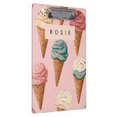Gepersonaliseerde Retro  Ice Cream Cone Pattern Klembord (Rechts)