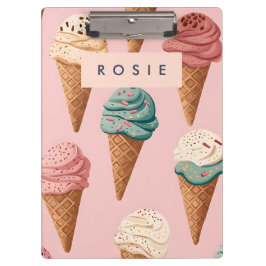 Gepersonaliseerde Retro  Ice Cream Cone Pattern Klembord