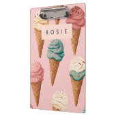 Gepersonaliseerde Retro  Ice Cream Cone Pattern Klembord (Links)