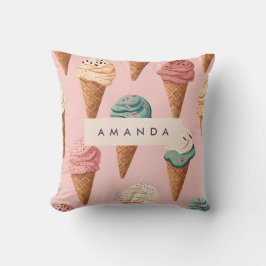 Gepersonaliseerde Retro  Ice Cream Cone Pattern Kussen