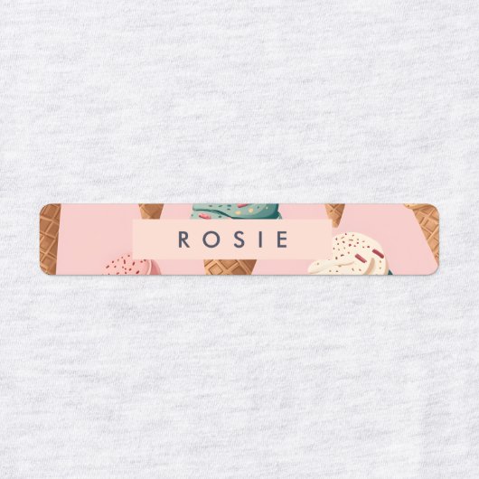 Gepersonaliseerde Retro  Ice Cream Cone Pattern Labels (Design 1)