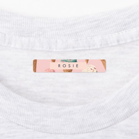 Gepersonaliseerde Retro  Ice Cream Cone Pattern Labels (Aangebracht)