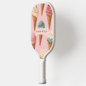 Gepersonaliseerde Retro  Ice Cream Cone Pattern Pickleball Paddle (Links)