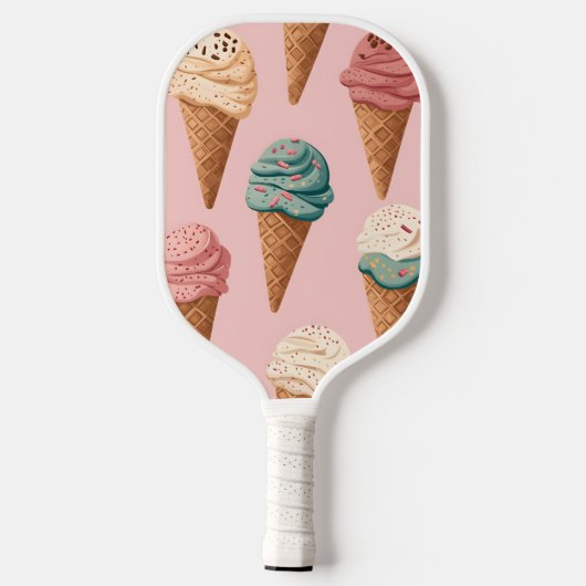 Gepersonaliseerde Retro Ice Cream Cone Pattern Pickleball Paddle (Achterkant)