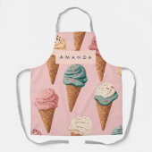 Gepersonaliseerde Retro Ice Cream Cone Pattern Schort (Voorkant)
