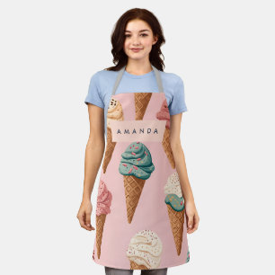 Gepersonaliseerde Retro  Ice Cream Cone Pattern Schort